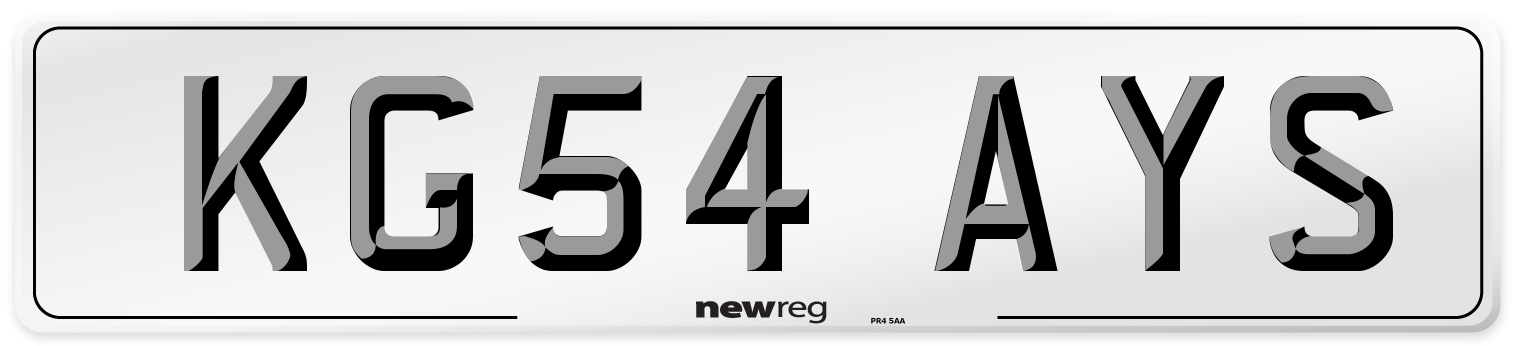 KG54 AYS Number Plate from New Reg